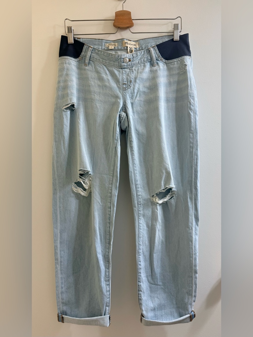 Madewell NWT Maternity Side-Panel Slouchy Boyjean Ripped Edition Size 26 - Picture 4 of 16